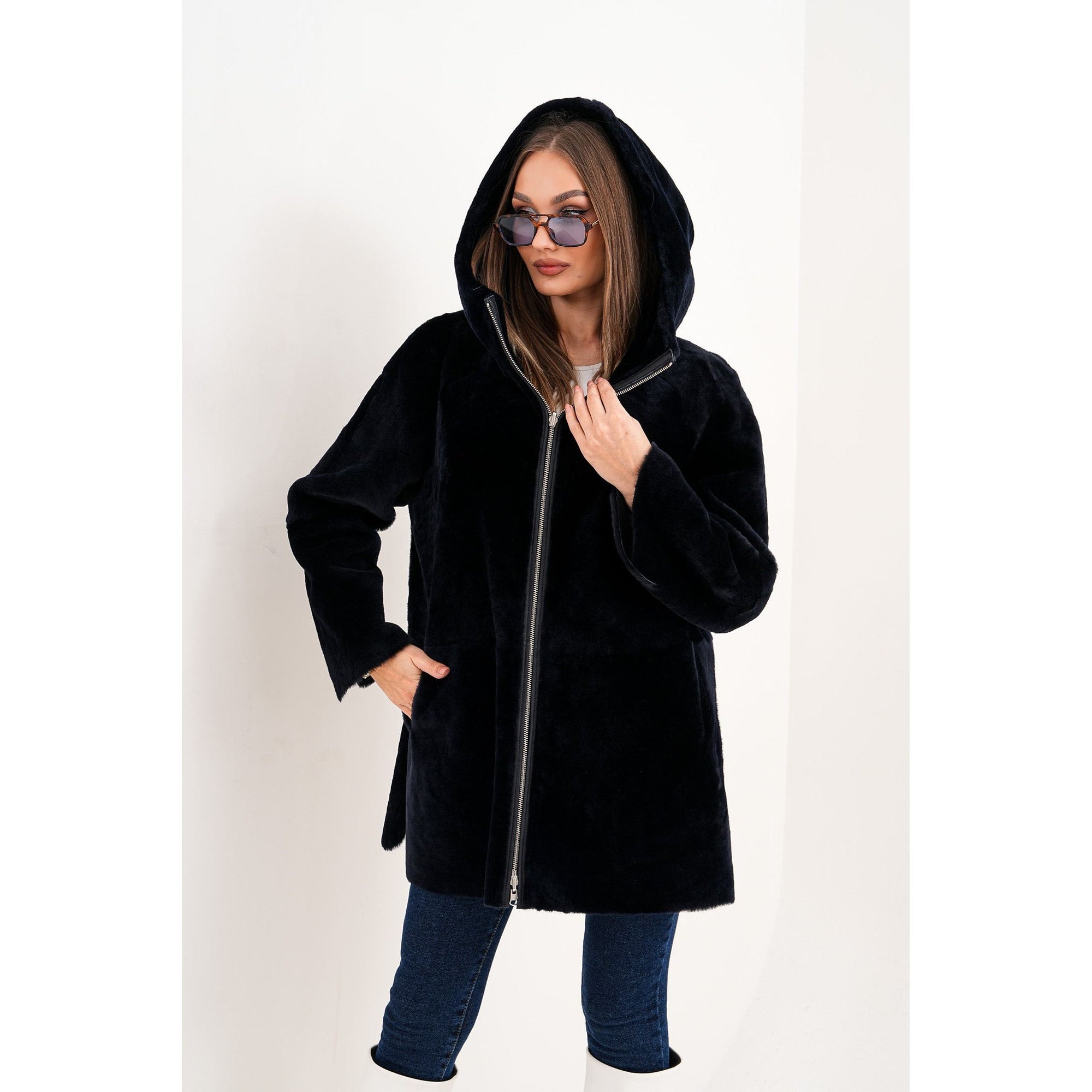 The Portofino Black Reversible Shearling Women Jacket