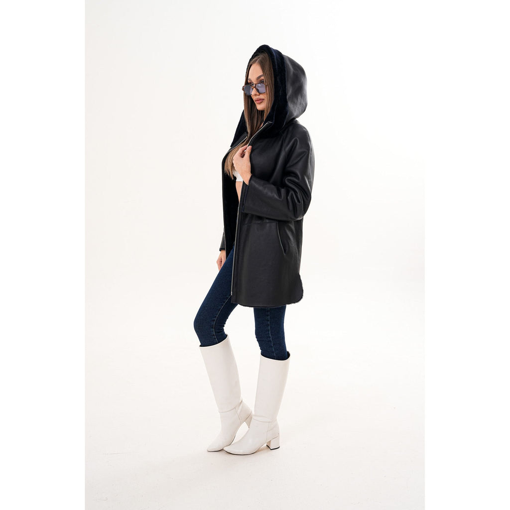 The Portofino Black Reversible Shearling Women Jacket