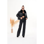 The Auretta Black Shearling Leather Women Jacket