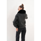 The Auretta Black Shearling Leather Women Jacket
