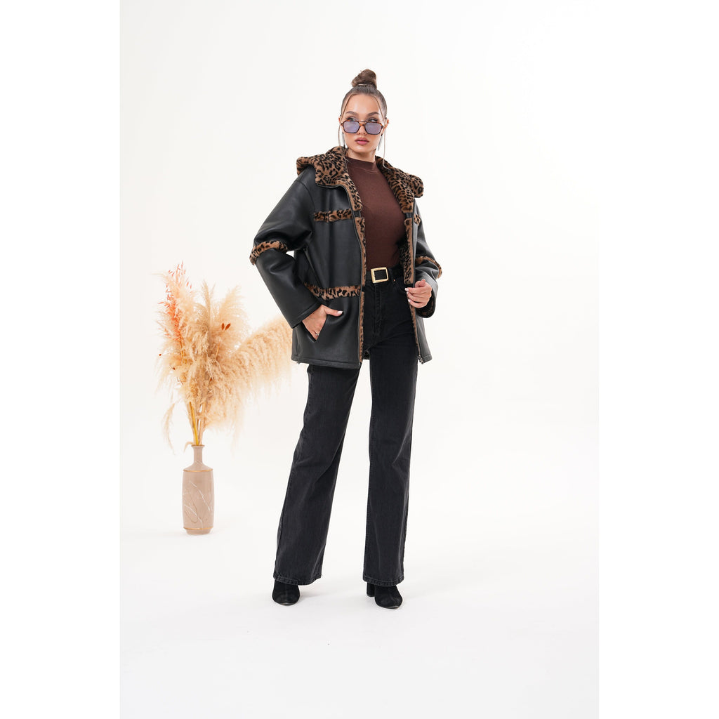 Vinci The Panthera Reversible Leopard Shearling Leather Women Jacket