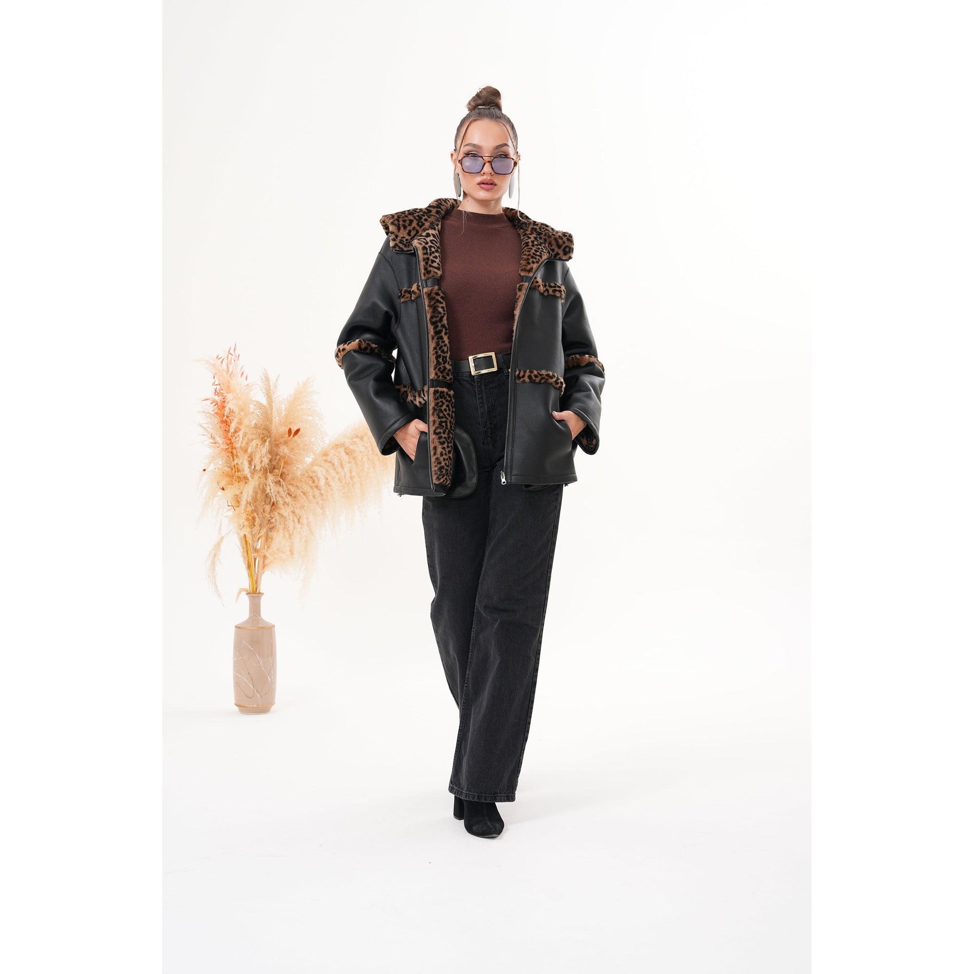 Vinci The Panthera Reversible Leopard Shearling Leather Women Jacket