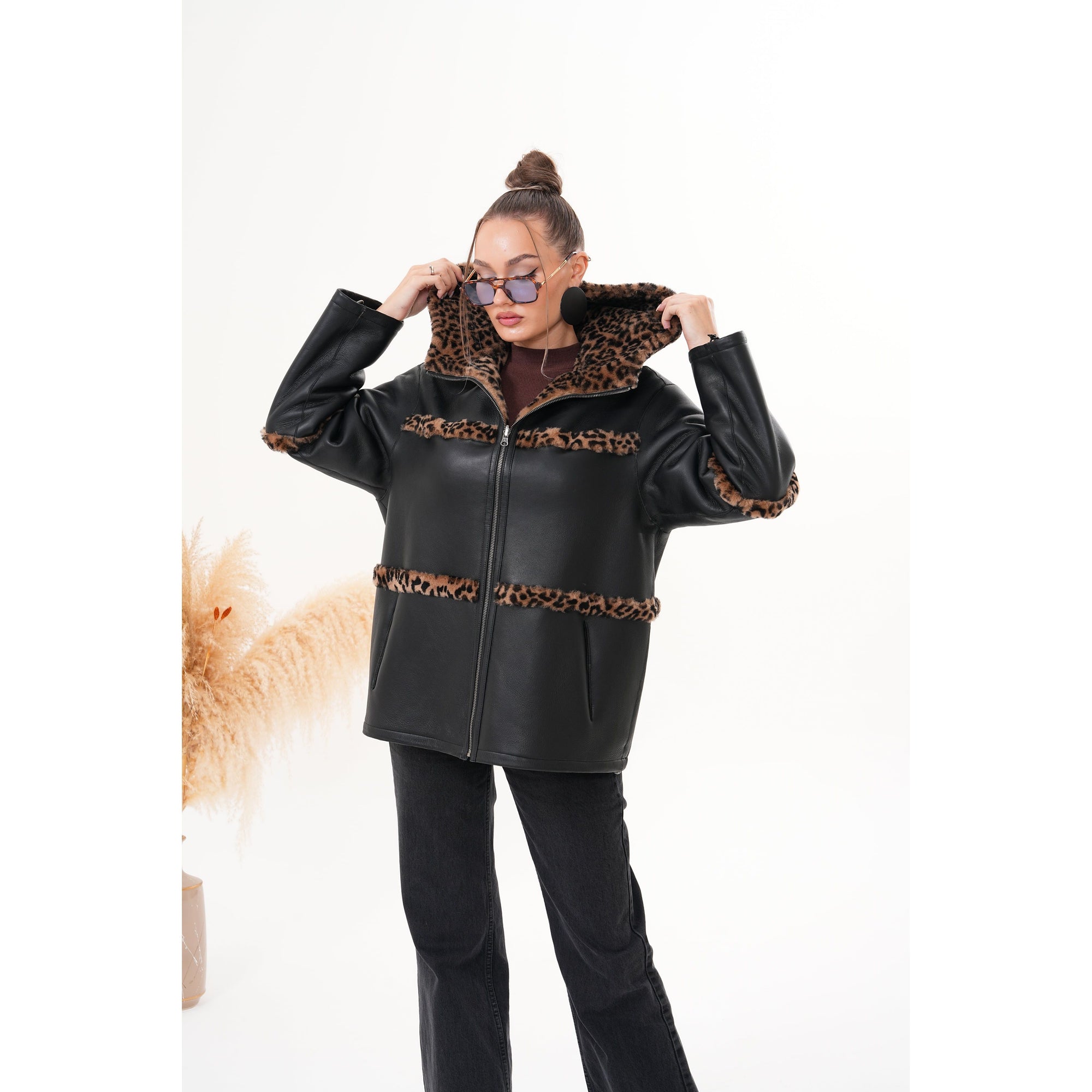 Vinci The Panthera Reversible Leopard Shearling Leather Women Jacket