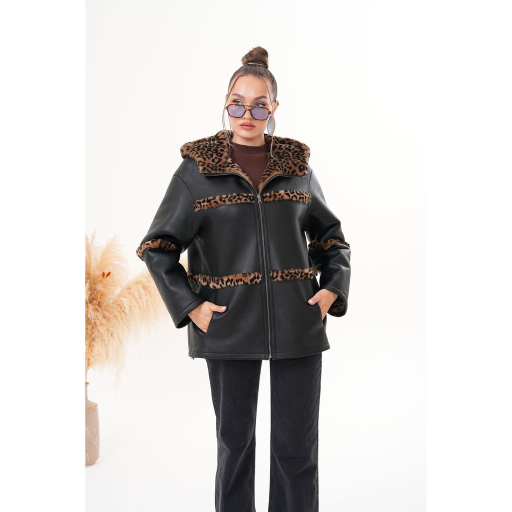 Vinci The Panthera Reversible Leopard Shearling Leather Women Jacket