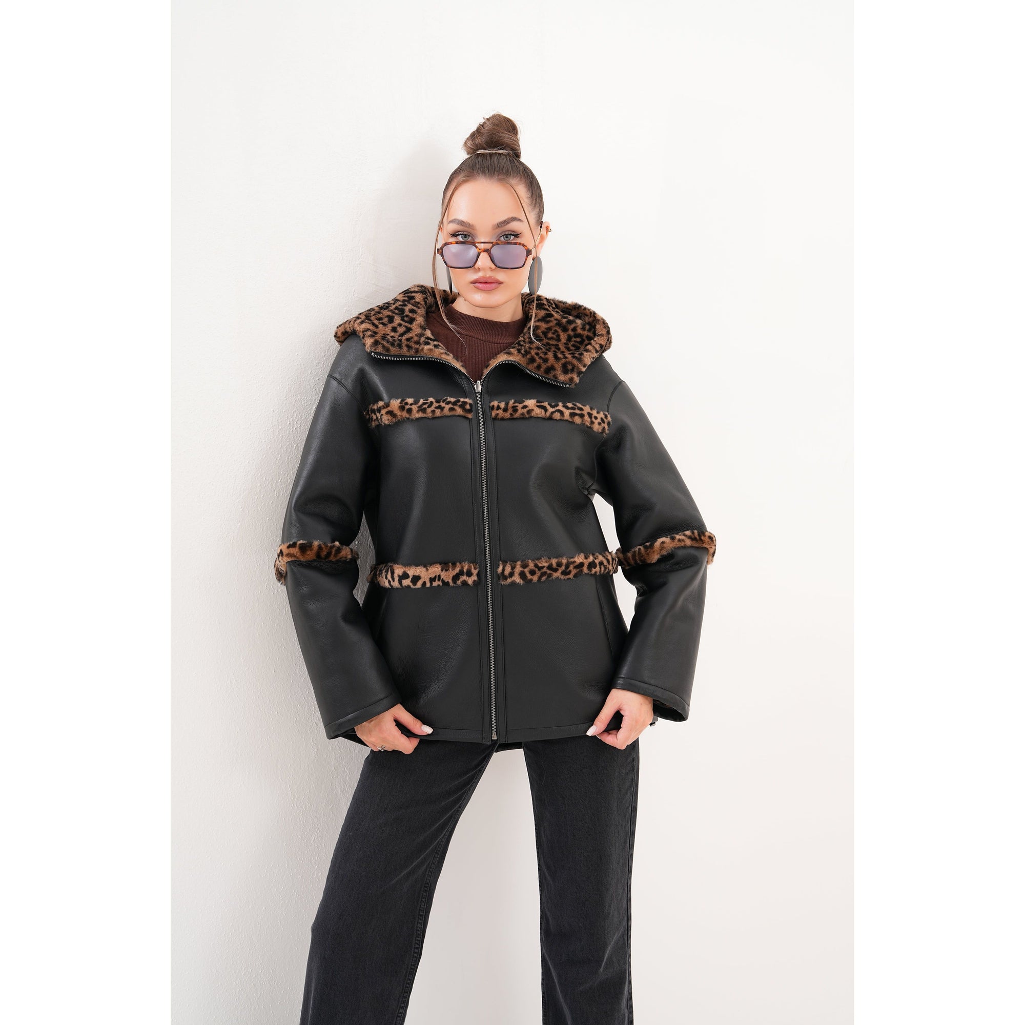 Vinci The Panthera Reversible Leopard Shearling Leather Women Jacket