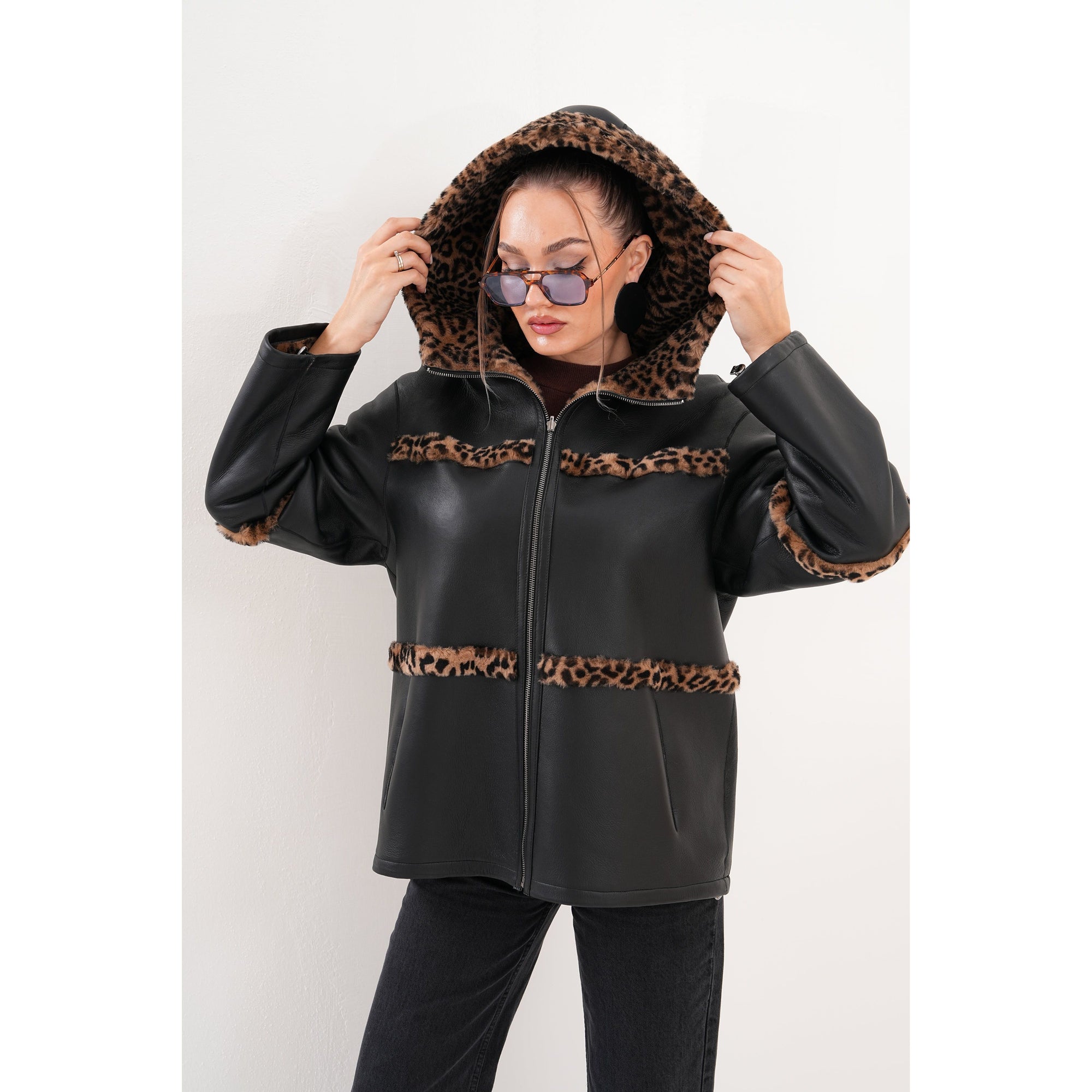 Vinci The Panthera Reversible Leopard Shearling Leather Women Jacket