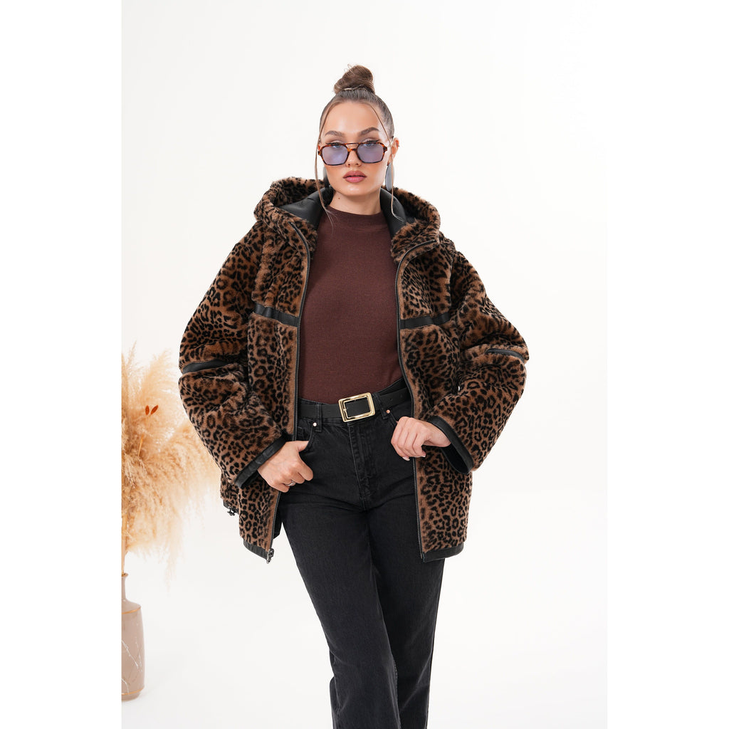 Vinci The Panthera Reversible Leopard Shearling Leather Women Jacket