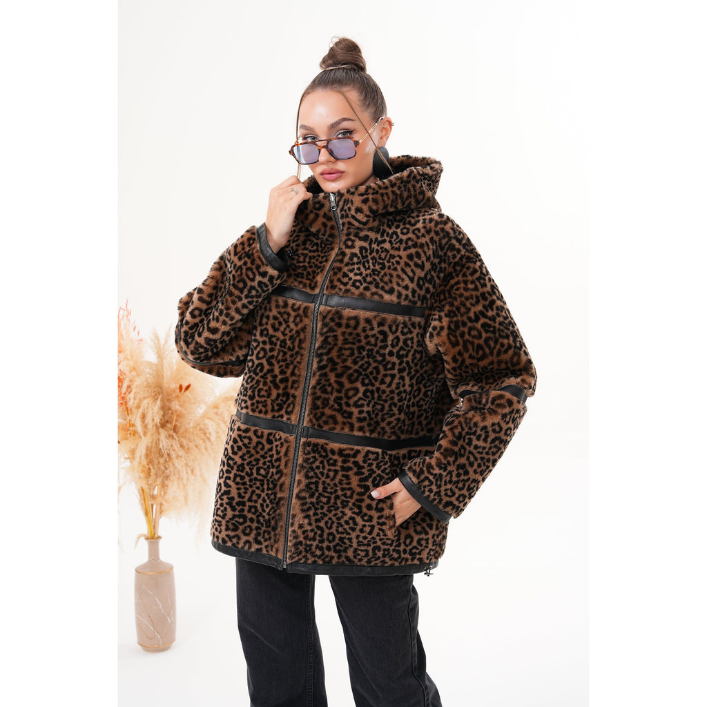 Vinci The Panthera Reversible Leopard Shearling Leather Women Jacket