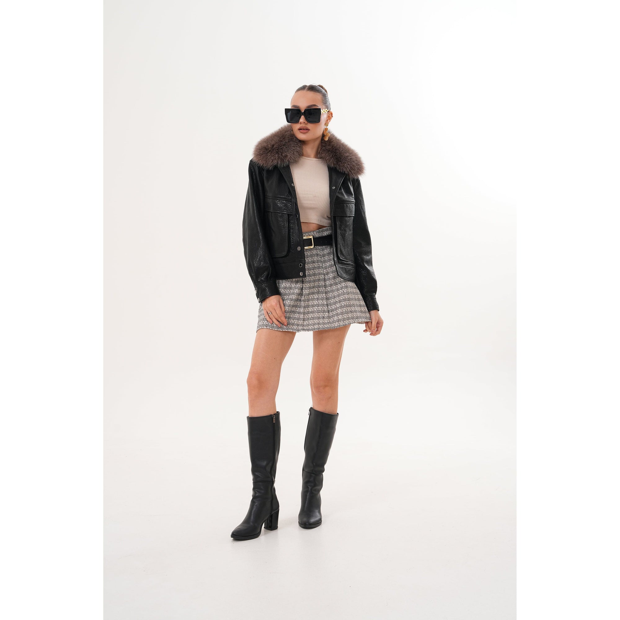 The Auretta Textured Leather Women Jacket