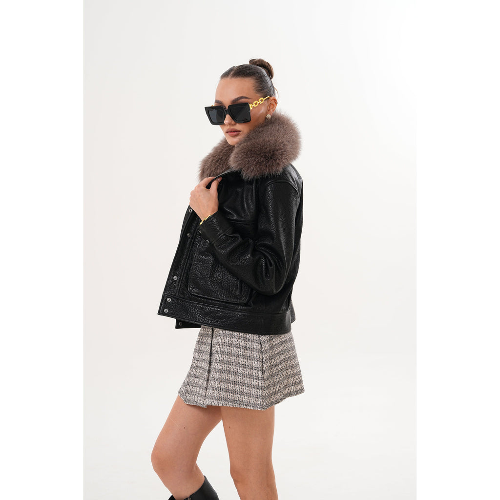 The Auretta Textured Leather Women Jacket