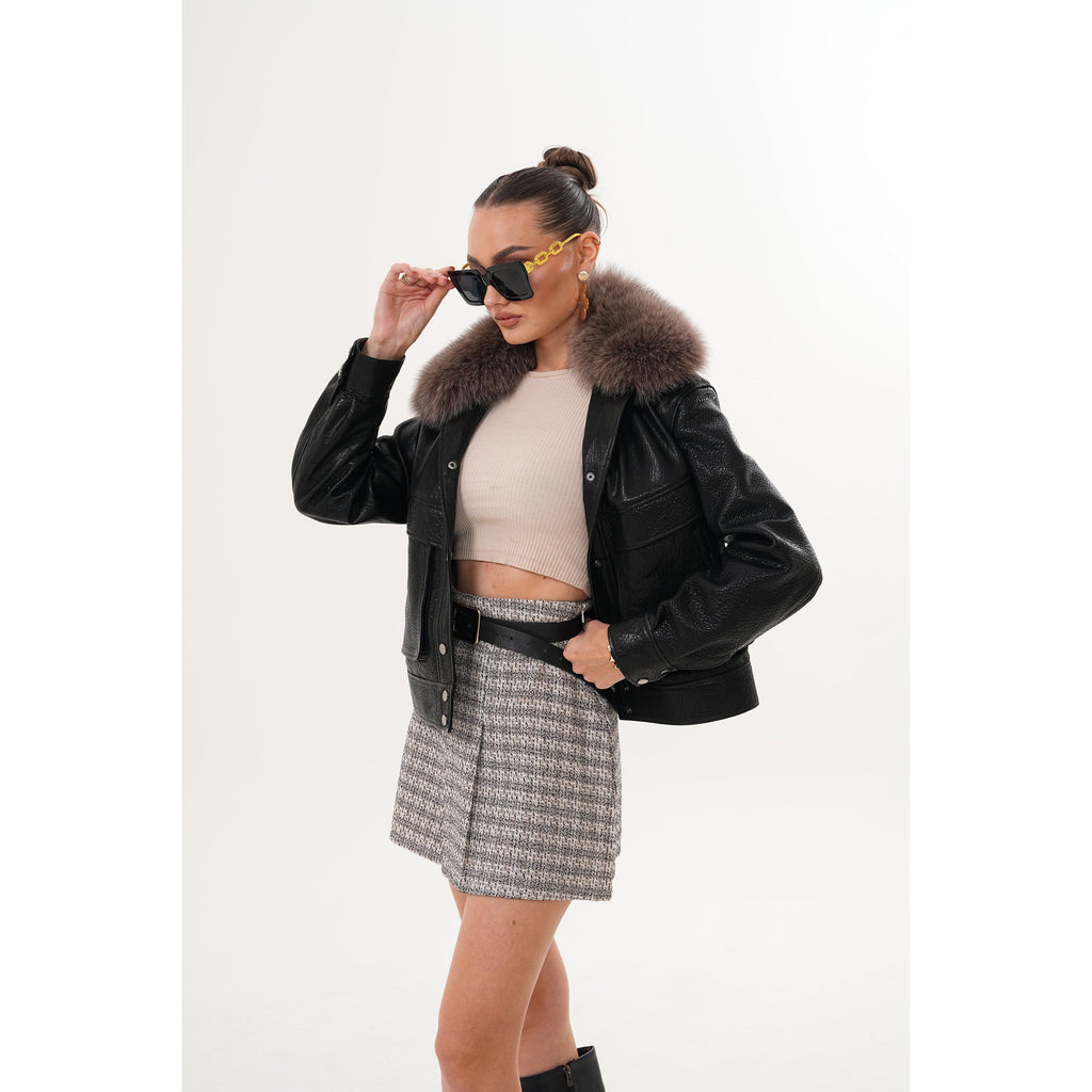 The Auretta Textured Leather Women Jacket