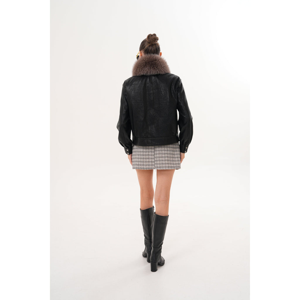The Auretta Textured Leather Women Jacket