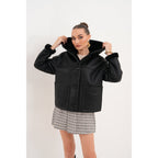 Vinci The Arlena Black Shearling Leather Women Jacket