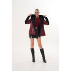 The Hudson Burgundy Leather Women Jacket