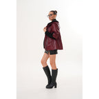 The Hudson Burgundy Leather Women Jacket