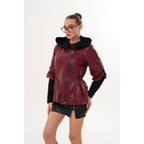 The Hudson Burgundy Leather Women Jacket