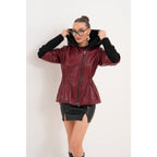 The Hudson Burgundy Leather Women Jacket