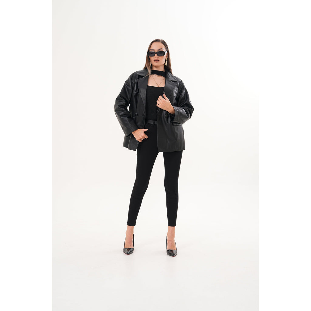 The Viva Black Leather Women Jacket