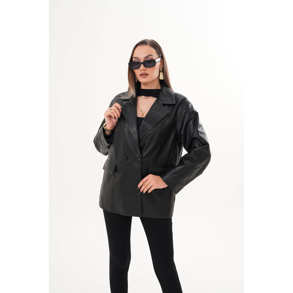 The Viva Black Leather Women Jacket
