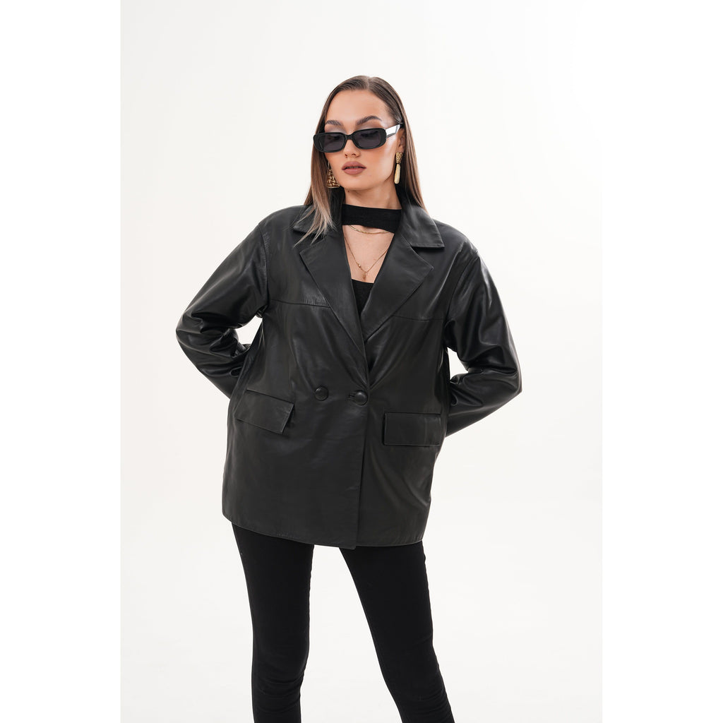 The Viva Black Leather Women Jacket