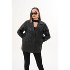 The Viva Black Leather Women Jacket