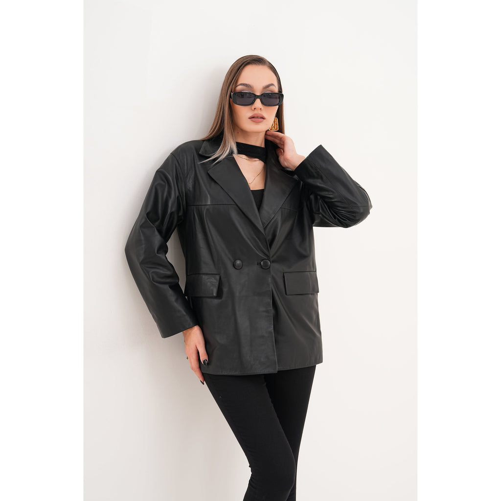 The Viva Black Leather Women Jacket