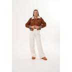 The Amber Shearling Collar Suede Women Leather Jacket