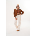 The Amber Shearling Collar Suede Women Leather Jacket