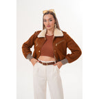 The Amber Shearling Collar Suede Women Leather Jacket