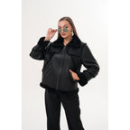 The Denali Black Shearling Leather Women Jacket