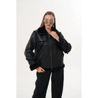 The Denali Black Shearling Leather Women Jacket