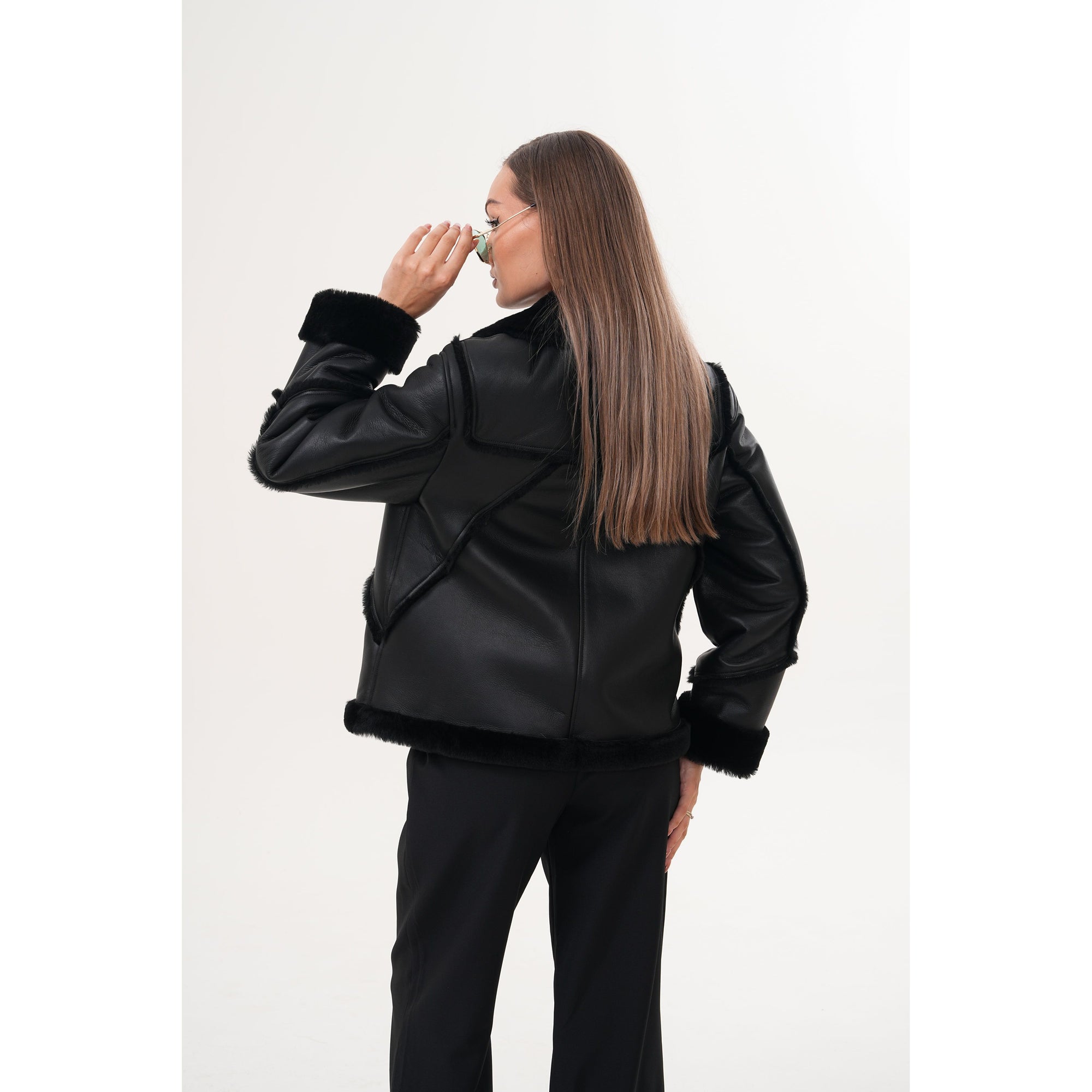 The Denali Black Shearling Leather Women Jacket