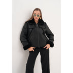 The Denali Black Shearling Leather Women Jacket