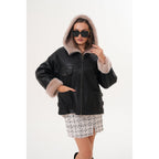 The Aspen Hooded Shearling Leather Women Jacket