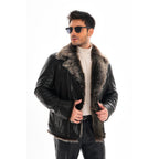 Vinci The Cortina Black Shearling Leather Men Jacket