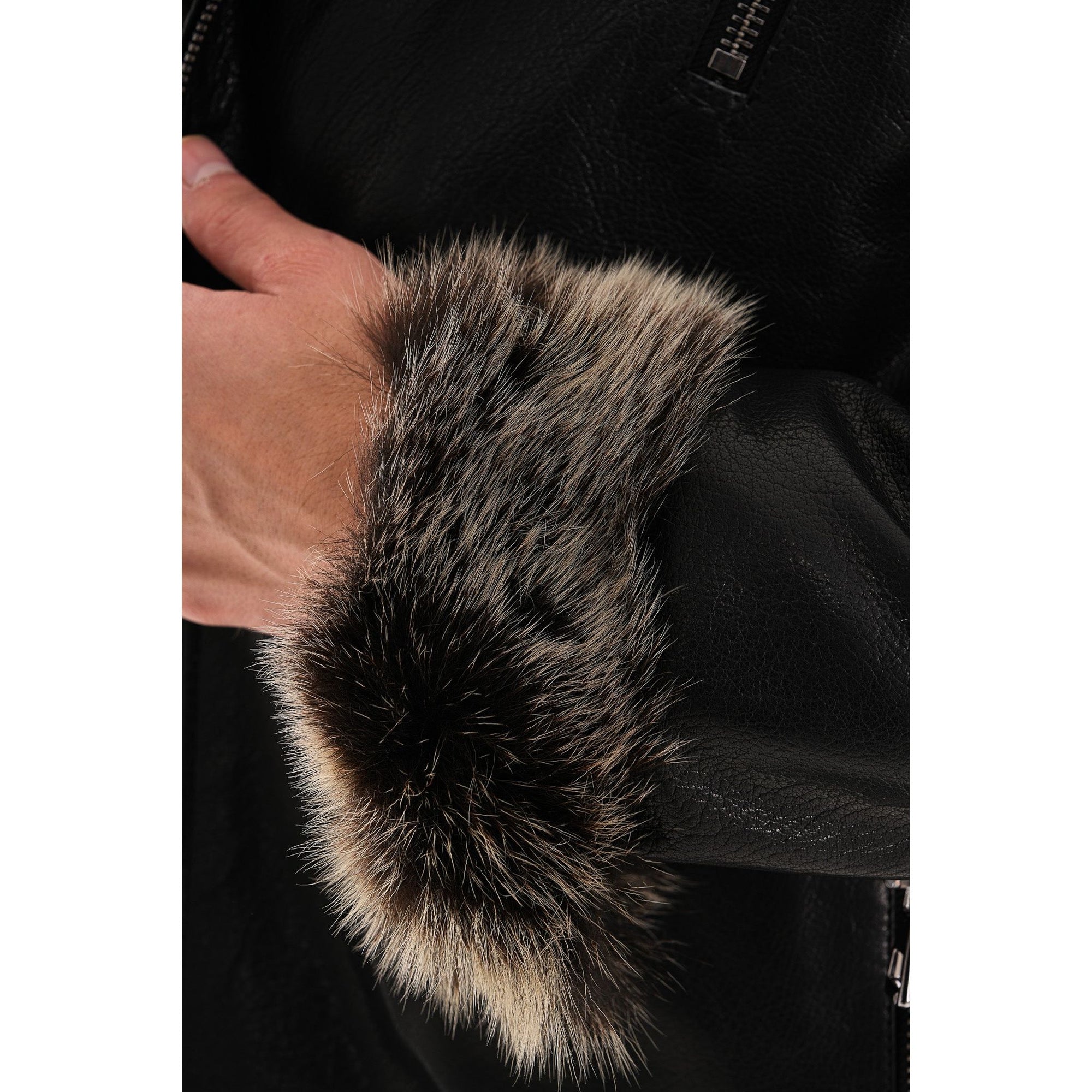 Vinci The Cortina Black Shearling Leather Men Jacket