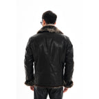 Vinci The Cortina Black Shearling Leather Men Jacket