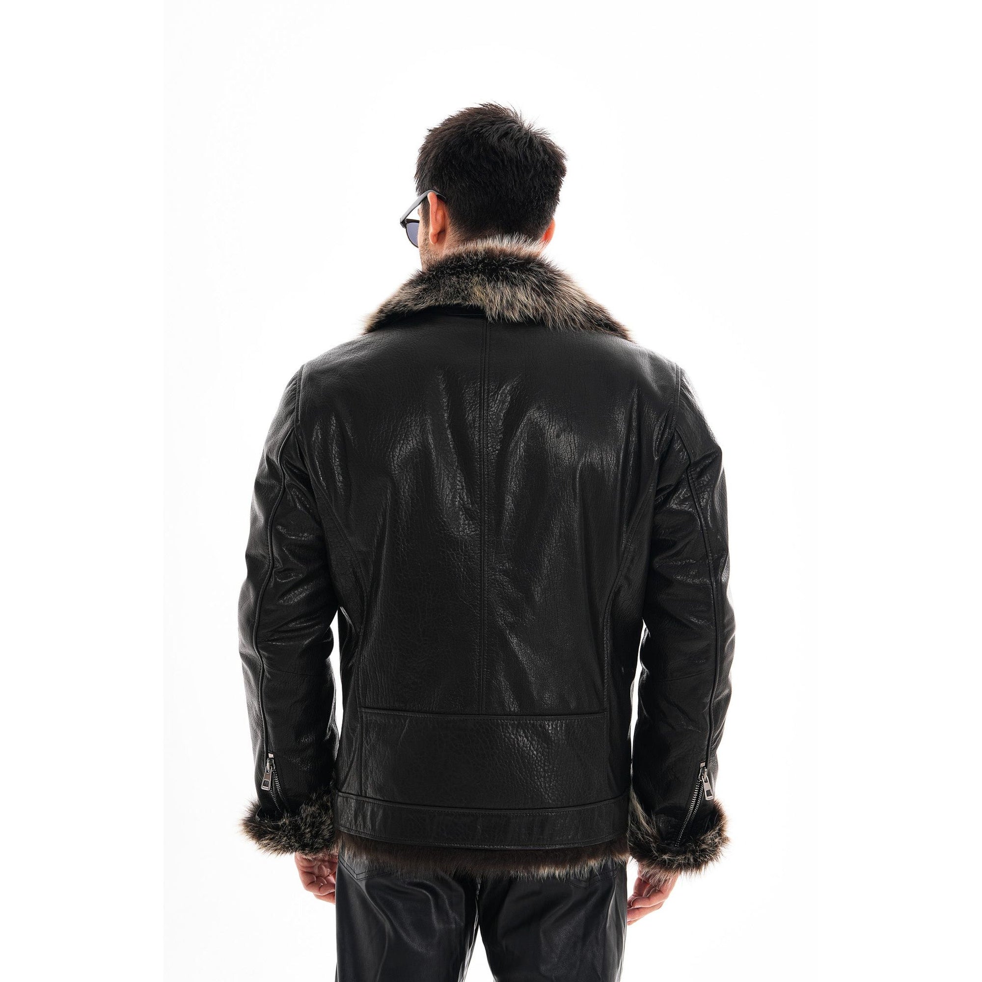 Vinci The Cortina Black Shearling Leather Men Jacket