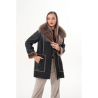 The Avalon Shearling Black Leather Women Jacket