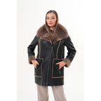The Avalon Shearling Black Leather Women Jacket