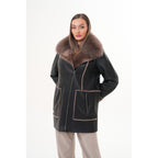 The Avalon Shearling Black Leather Women Jacket
