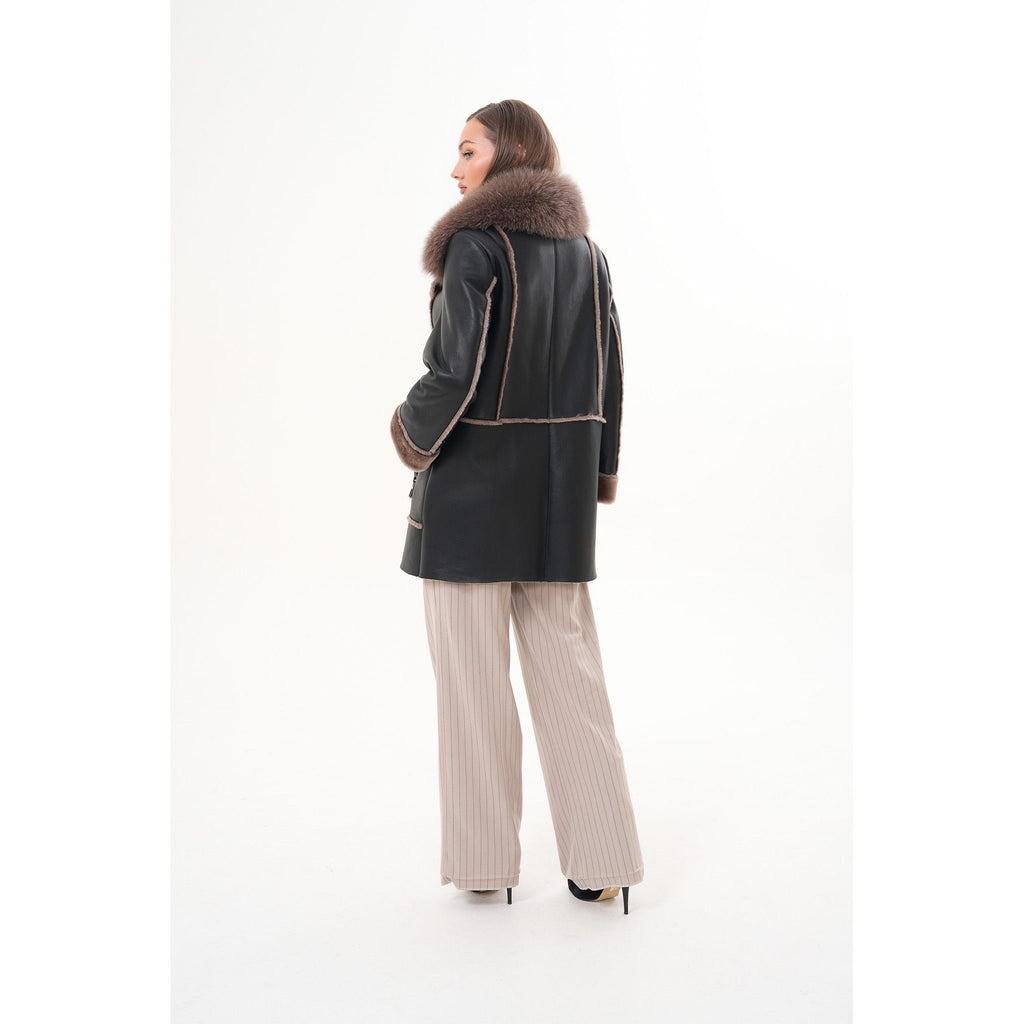 The Avalon Shearling Black Leather Women Jacket
