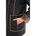 The Avalon Shearling Black Leather Women Jacket