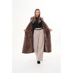 Vinci The Florence Long Shearling Black Leather Women Jacket