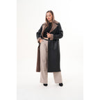 Vinci The Florence Long Shearling Black Leather Women Jacket