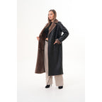 Vinci The Florence Long Shearling Black Leather Women Jacket