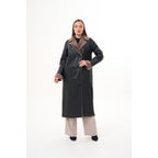 Vinci The Florence Long Shearling Black Leather Women Jacket