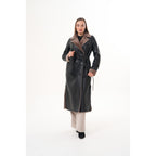 Vinci The Florence Long Shearling Black Leather Women Jacket