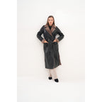 Vinci The Florence Long Shearling Black Leather Women Jacket