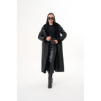 Vinci The Raven Long Shearling Black Leather Women Leather Jacket
